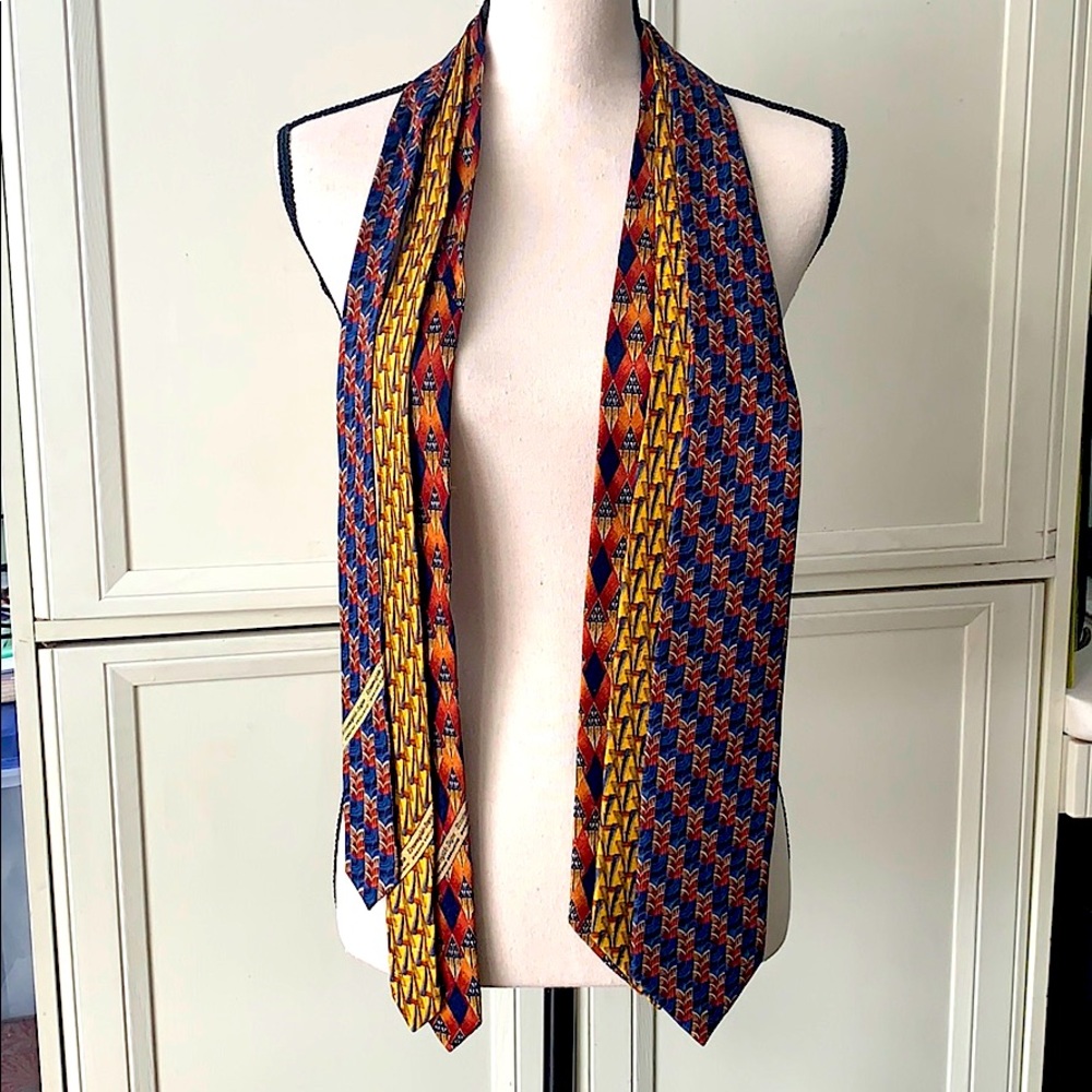 3 Ermenegildo Zegna Vintage Silk Print Ties - Bundle